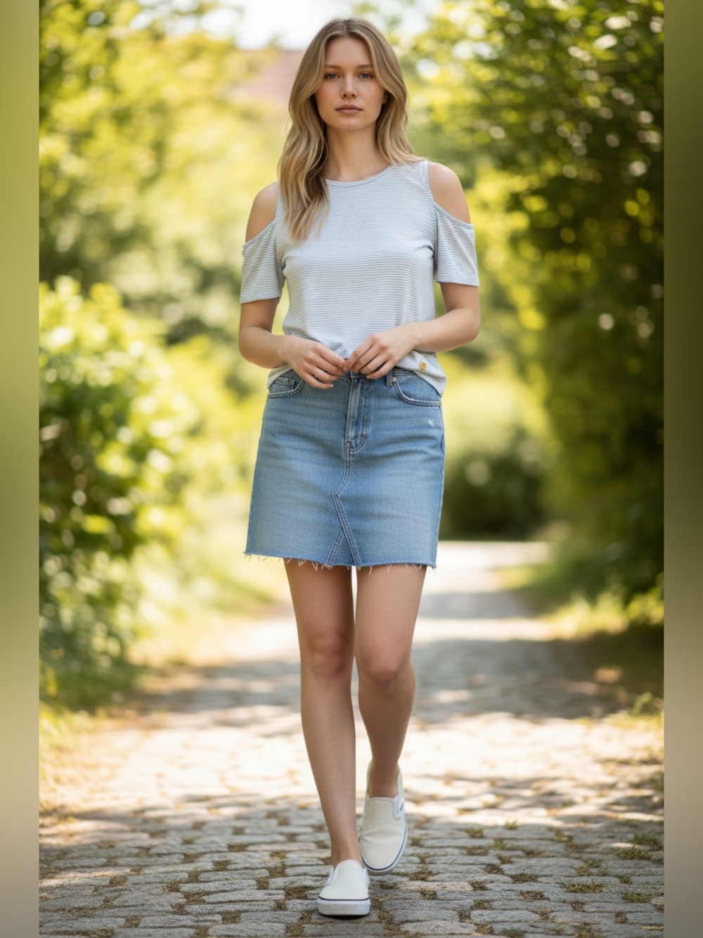 Michael Kors Light Blue Cold-Shoulder Top